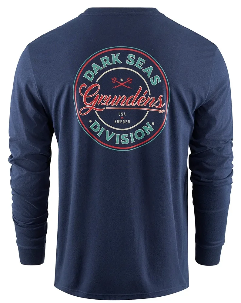 Grundéns tričko dark seas x grundens instinctive ls t-shirt dark navy - xl
