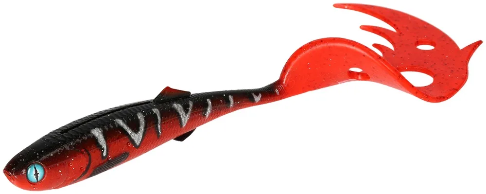 Mikado gumová nástraha sicario pike tail red tiger balení - 18 cm 29 g 2 ks