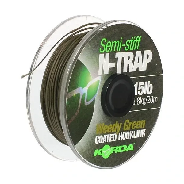 Korda Šňůra N-TRAP Semi -Stiff 20m Varianta: 20lb Weedy Green