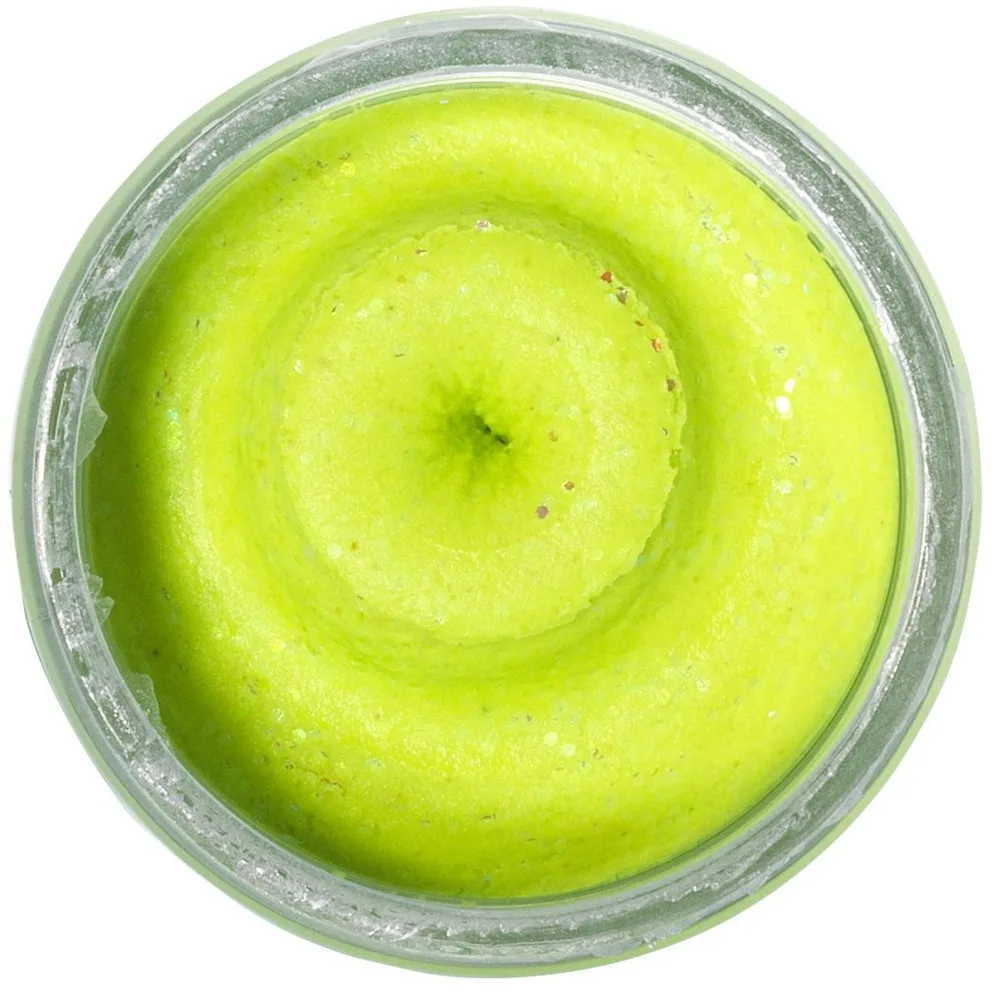 Berkley těsto na pstruhy natural glitter troutbait česnek - třpytivá chartreuse