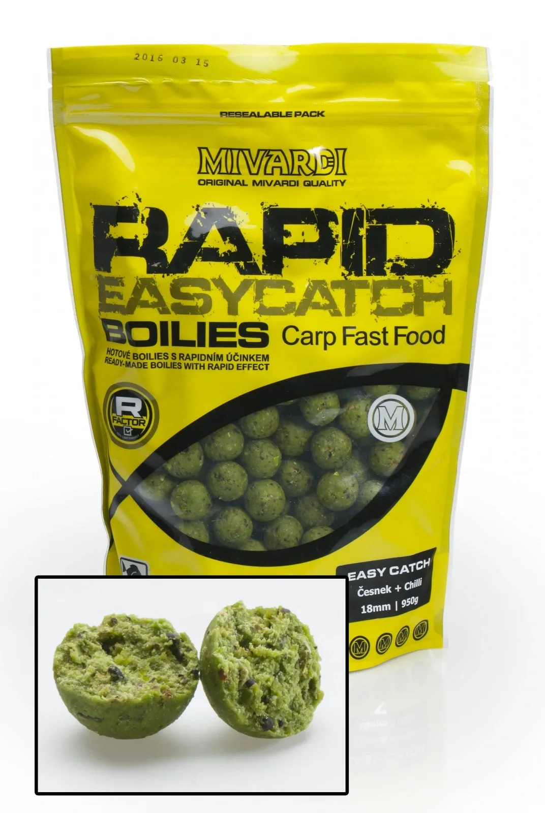 Mivardi Boilies Rapid Easy Catch Česnek & Chilli Hmotnost: 3,3kg, Průměr: 24mm