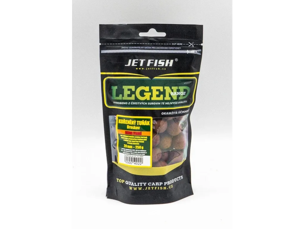 Jet Fish Boilie Extra Tvrdé Legend Range Kořeněný Tuňák Broskev Průměr: 20mm