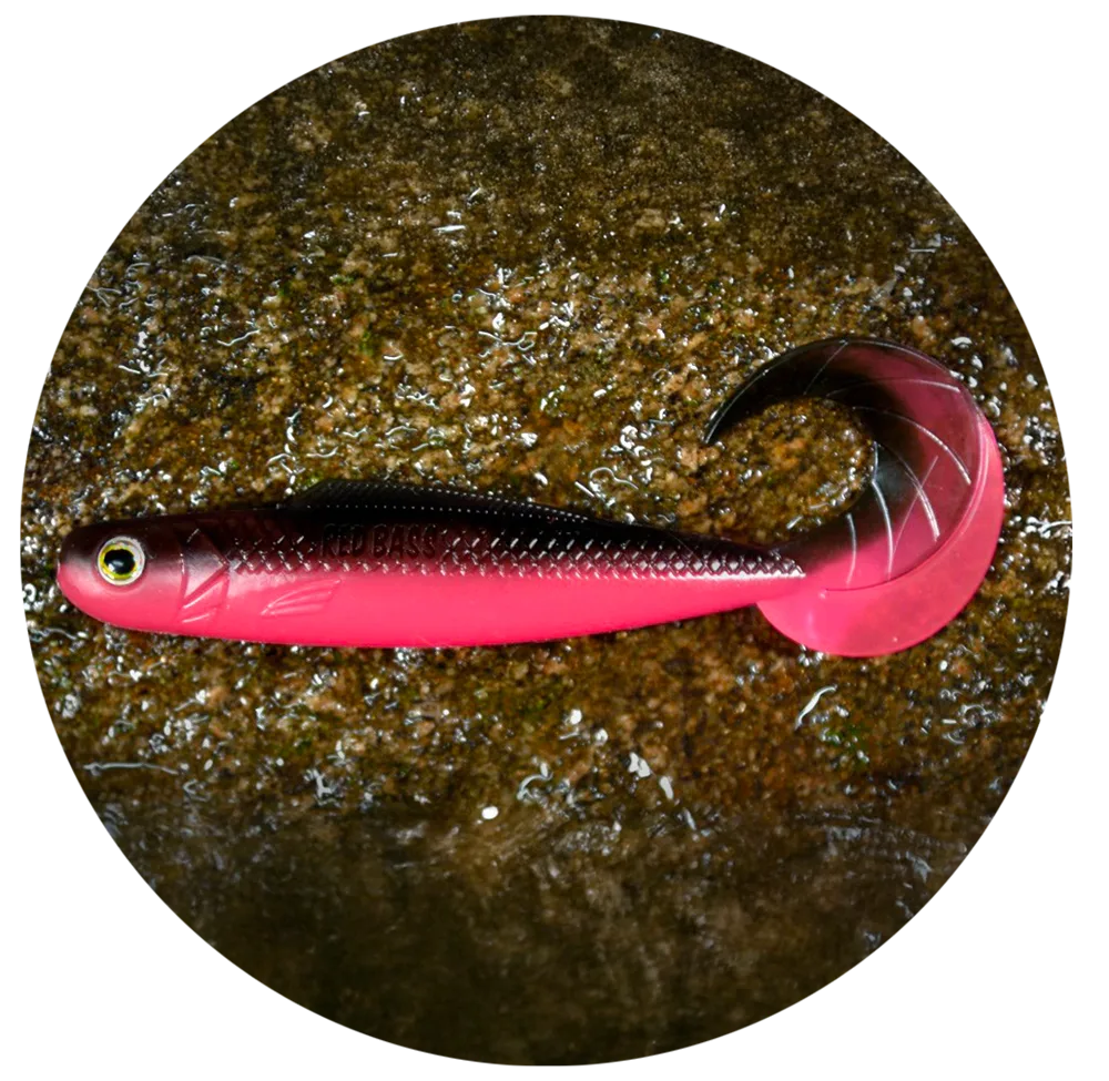 Redbass gumová nástraha twister kixter black/signal pink uv color - l 100 mm