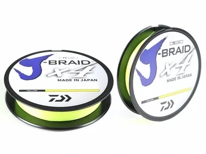 Daiwa Pletená Šňůra J-Braid 4 Žlutá 1m Nosnost: 6,9kg, Průměr: 0,15mm