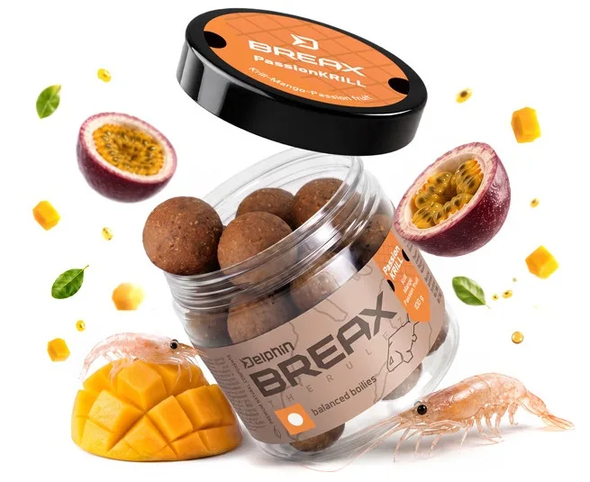 Delphin vyvážené boilies breax passionkrill krill mango 100 g - 24 mm