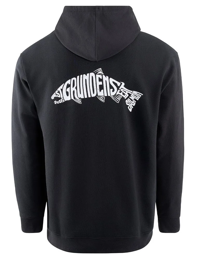 Grundéns Rybářská Mikina Eat Your Words DWR HD Hoodie Black Salmon Graphic - L