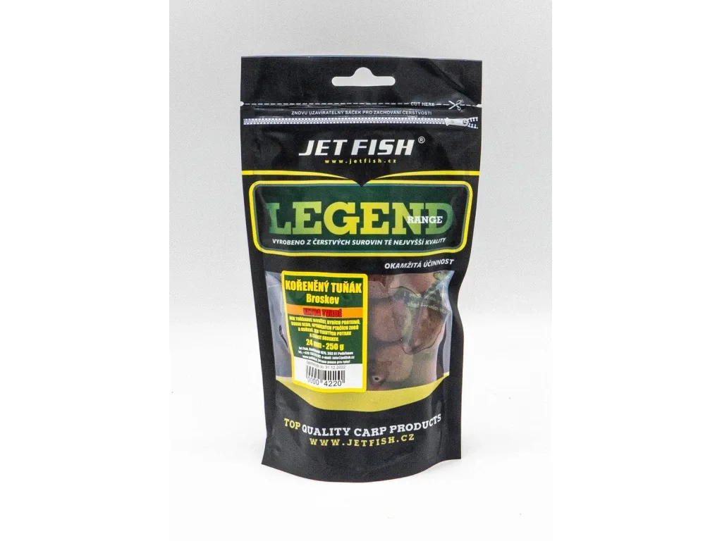 Jet Fish Boilie Extra Tvrdé Legend Range Kořeněný Tuňák Broskev Průměr: 24mm