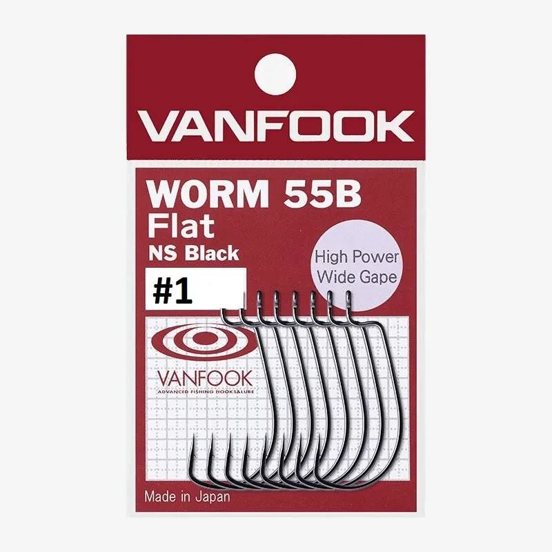 Vanfook Háčky Worm 55B Flat Počet kusů: 8ks, Velikost háčku: #2