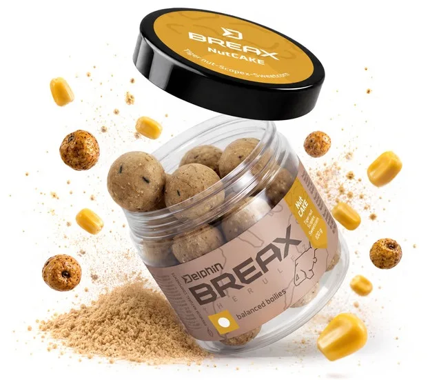 Delphin vyvážené boilies breax nutcake tygří ořech scopex kukuřice 100 g - 16 mm