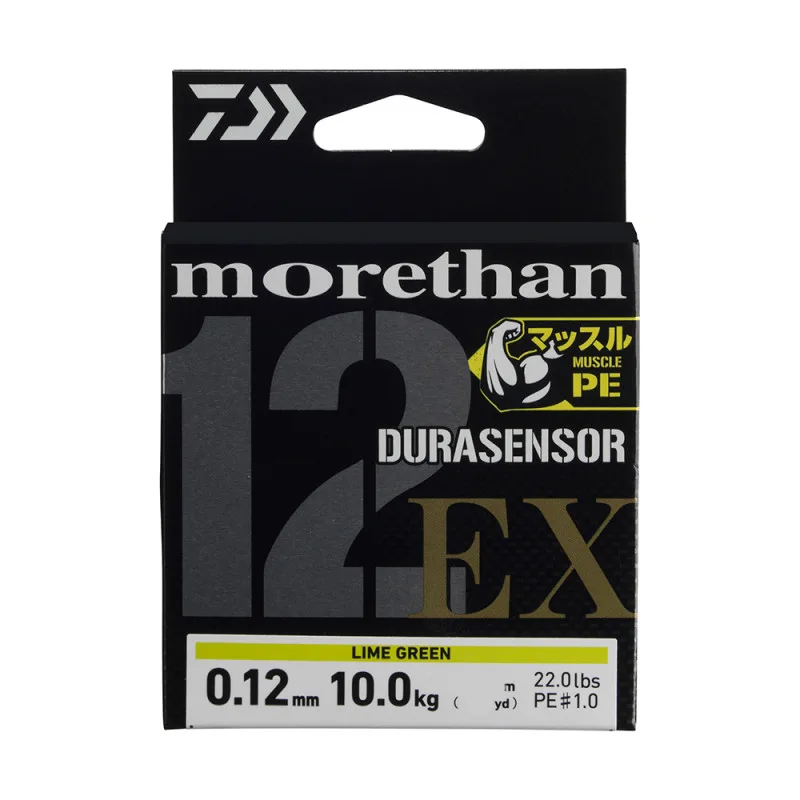 Daiwa splétaná šňůra morethan durasensosr12 braidex +si3 200 m lime green - 0,06 mm 5,8 kg