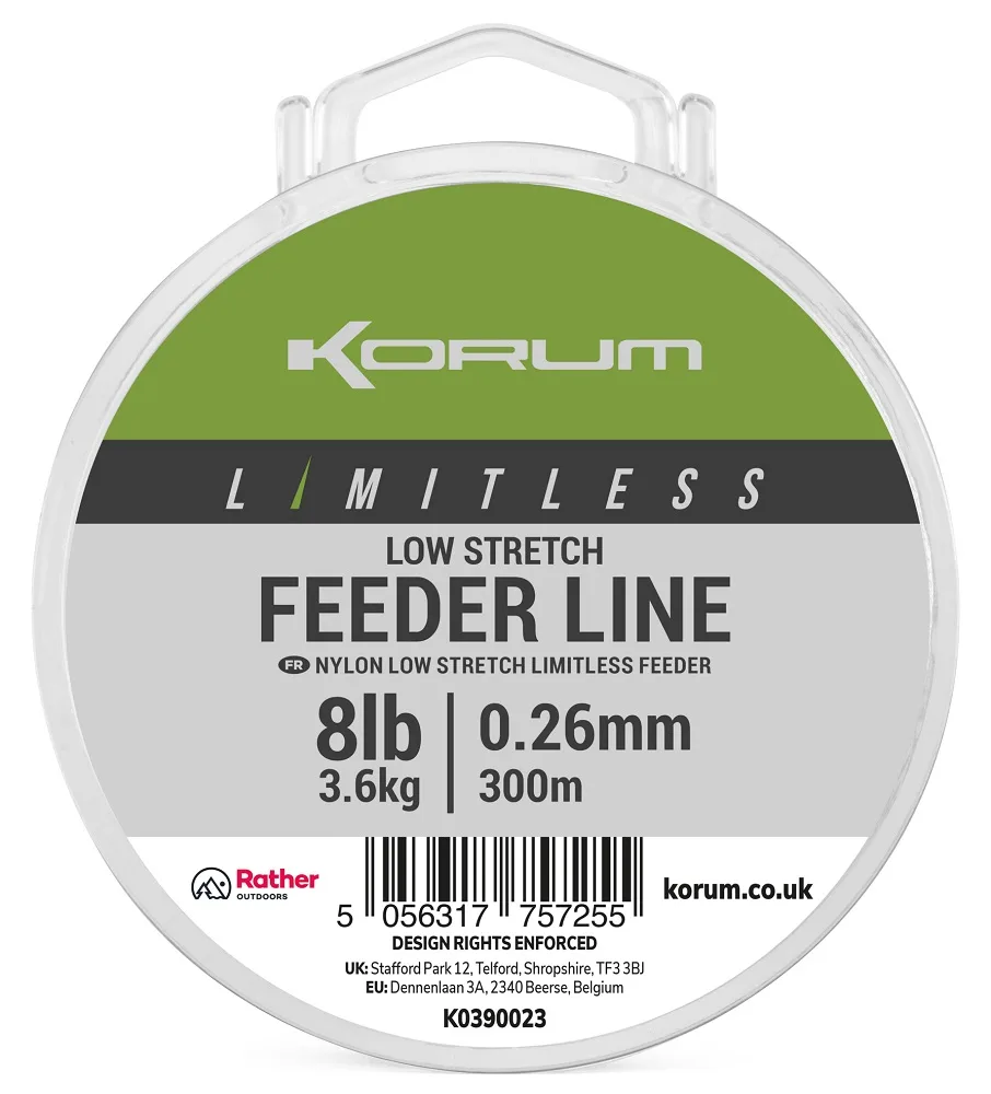 Korum vlasec limitless low stretch feeder line 300 m - 0,26 mm 3,6 kg