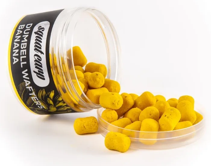 Squat carp vyvážené boilies wafters dumbells banana 55 g 10x16 mm
