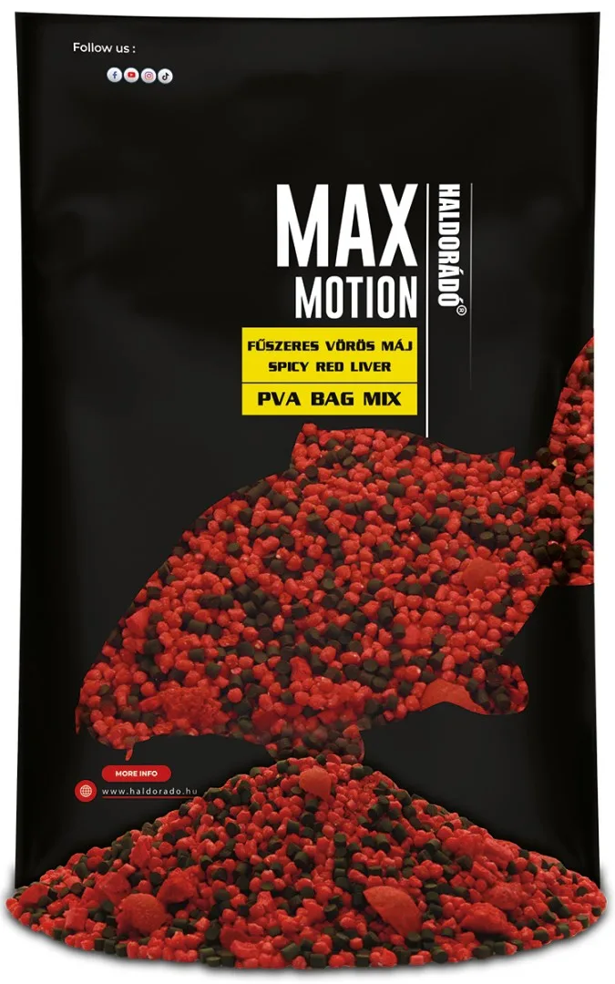 Haldorádó vnadící směs max motion pva bag mix 600 g - pikantní červená játa