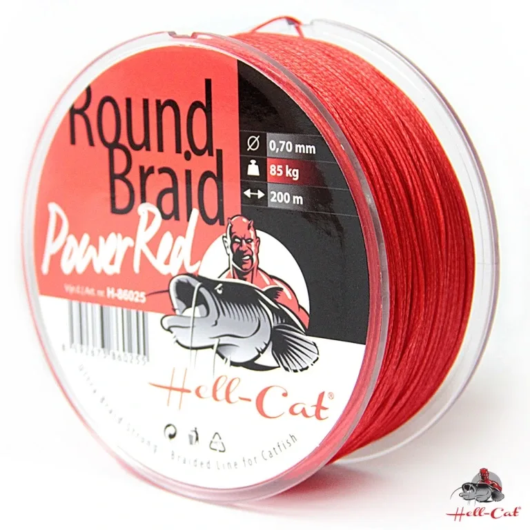 Hell-Cat Splétaná Šňůra Round Braid Power Red 1000m Nosnost: 85,0kg, Průměr: 0,70mm