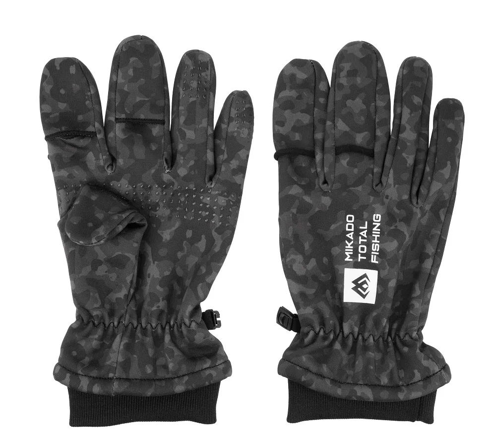Mikado rukavice softshell black camo - xl