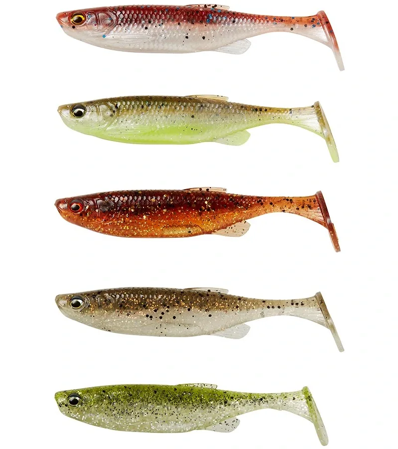Savage Gear Gumová Nástraha Fat Minnow T Tail Clearwater Mix 5 ks Délka: 13cm, Hmotnost: 20g, Počet kusů: 5ks