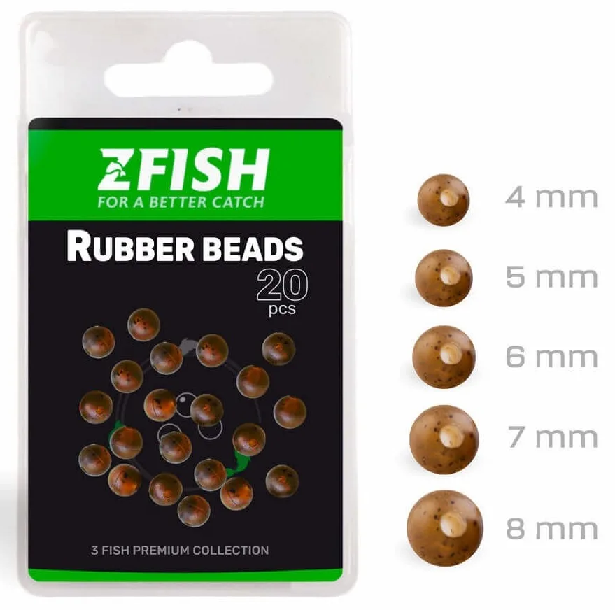 Zfish gumové korálky rubber beads 20 ks - průměr 7 mm