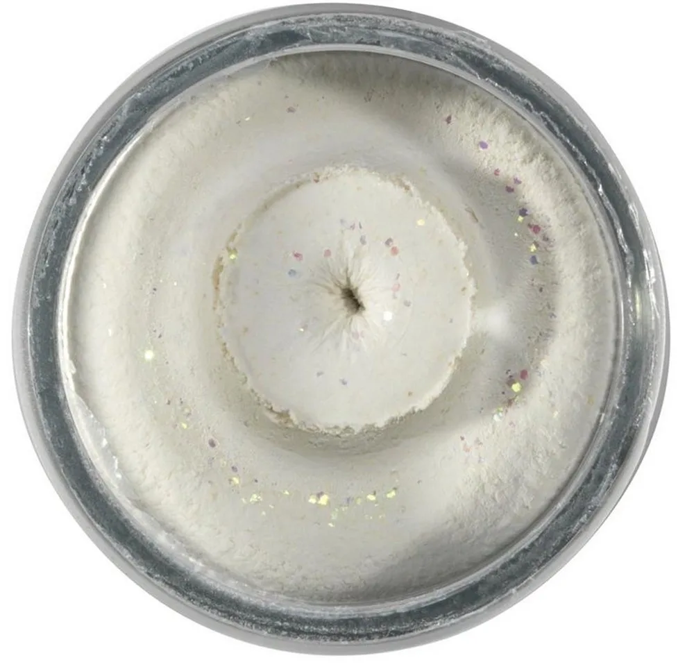 Berkley těsto na pstruhy natural glitter troutbait česnek - třpytivá bílá