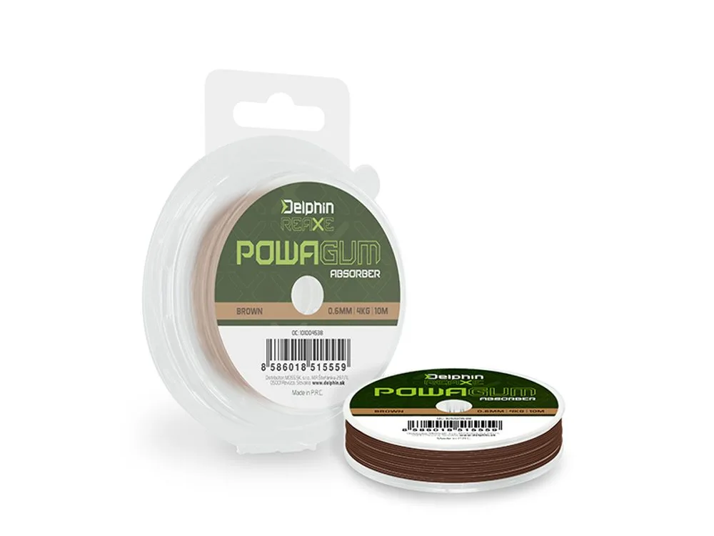 Delphin Feederová guma Reaxe PowaGUM Absorber Hnědá 10m - 1.2mm/10kg/10m