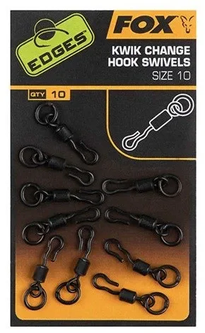 Fox Obratlíky Edges Kwik Change Hook Swivels Velikost: 10