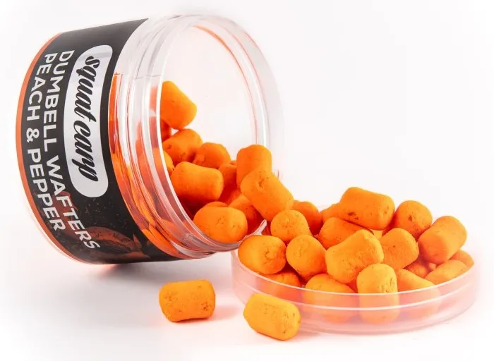 Squat carp vyvážené boilies wafters dumbells peach & pepper 55 g 10x16 mm