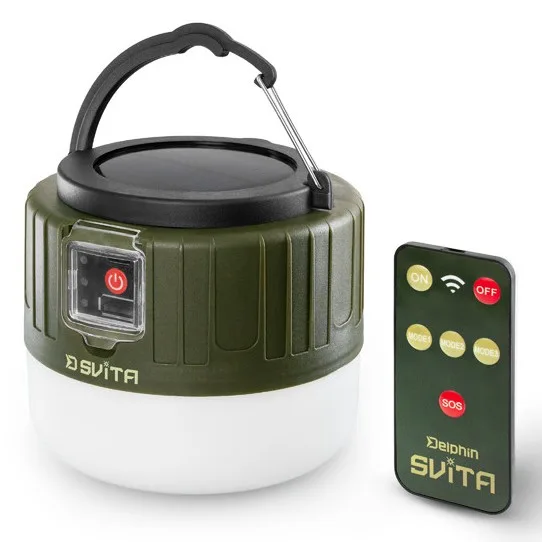 Delphin kempová lampa s ovladačem svita