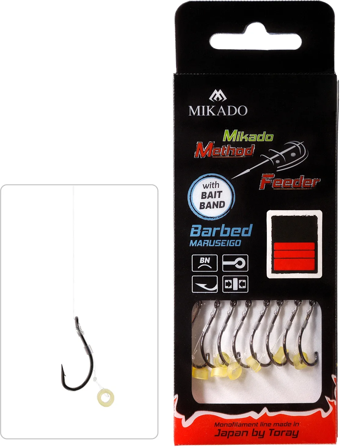 Mikado Mikádo Návazec Method Feeder Vlasec 10cm s Gumičkou Bait Band 8ks Velikost háčku: #10, Průměr: 0,23mm