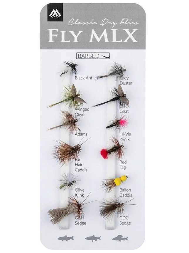 Mikado sada umělých mušek dry flies barbless 12 ks