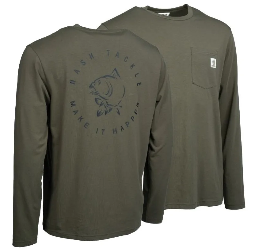 Nash triko make it happen carp logo long sleeve t-shirt green - xl