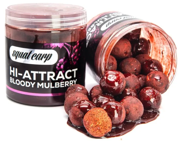 Squat carp boilies v dipu hi-attract bloody mulberry 220 g - 24 mm