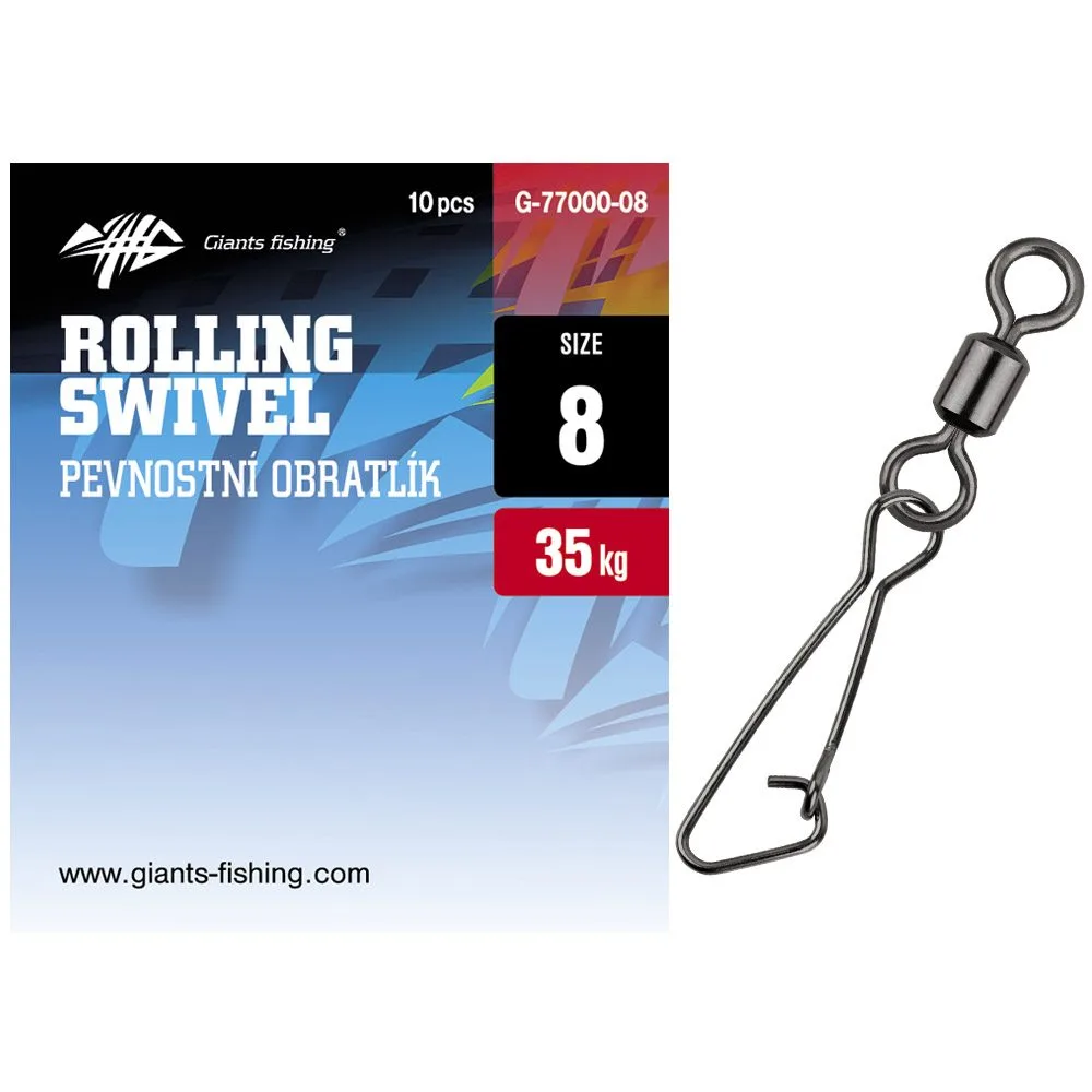 Giants Fishing Pev. obratlík s karabinkou Rolling Swivel with Hooked Snap 10ks - vel.04 (35kg)