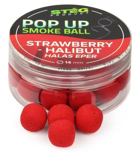 Stég plovoucí boilie pop up smoke ball 25 g 14 mm - strawberry halibut