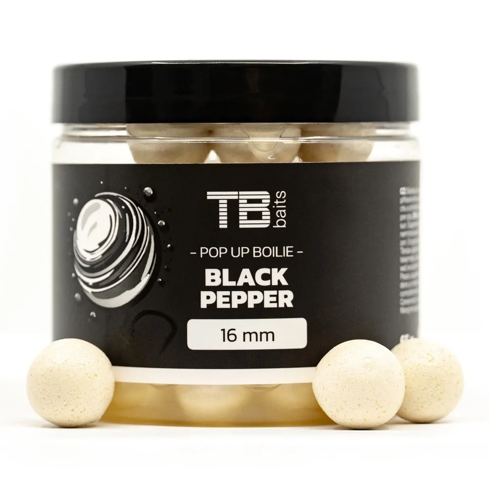 TB Baits Plovoucí Boilie Pop-Up White Black Pepper + NHDC 65g Průměr: 12mm
