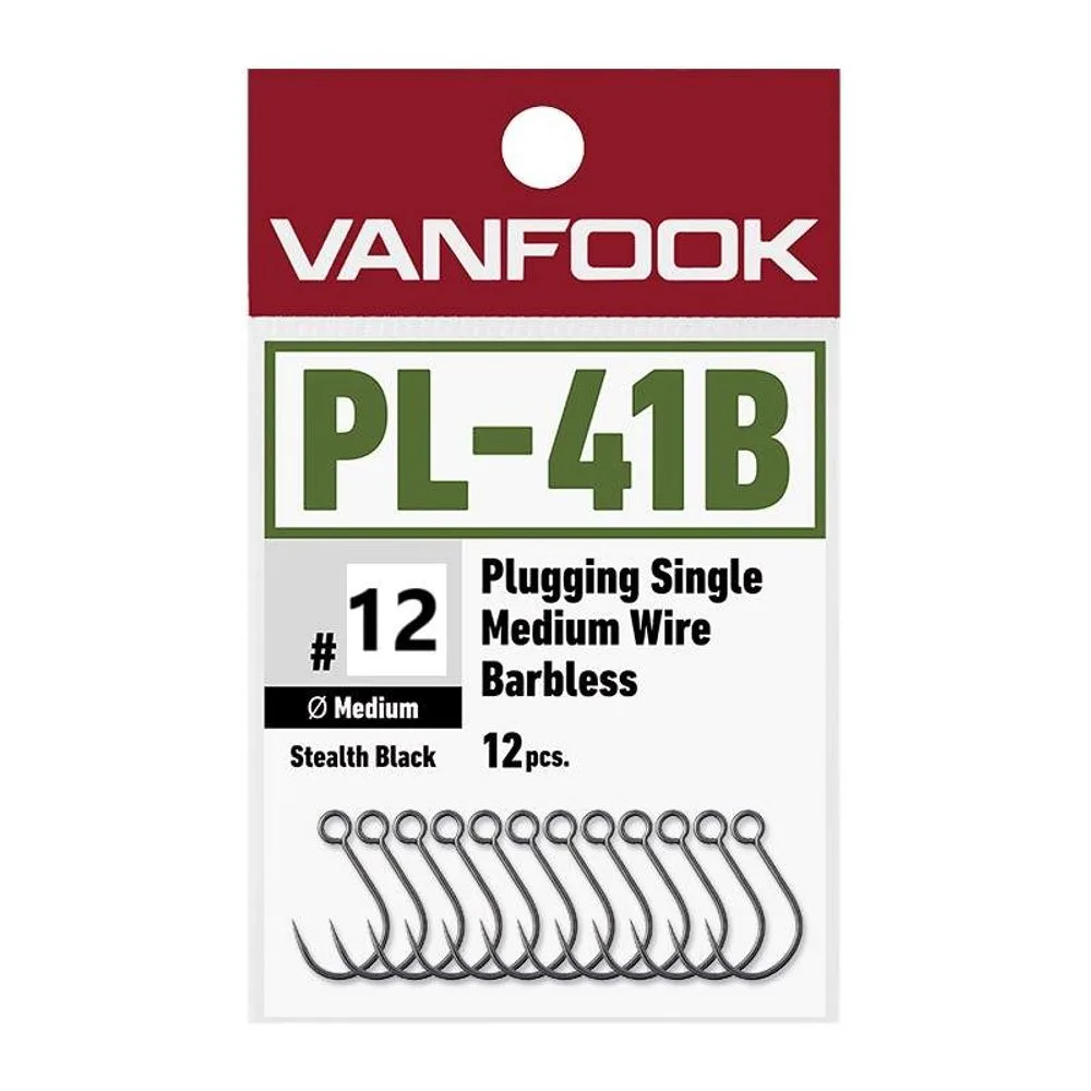 Vanfook Háčky na Woblery PL-41B Plugging Single Medium Heavy Wire Barbless 12ks - 12