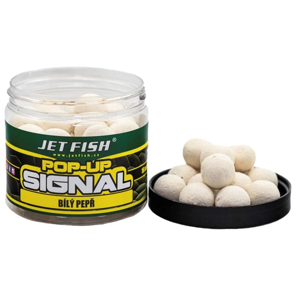 Jet Fish Plovoucí Boilie Signal Pop Up Bílý Pepř Hmotnost: 60g, Průměr: 16mm