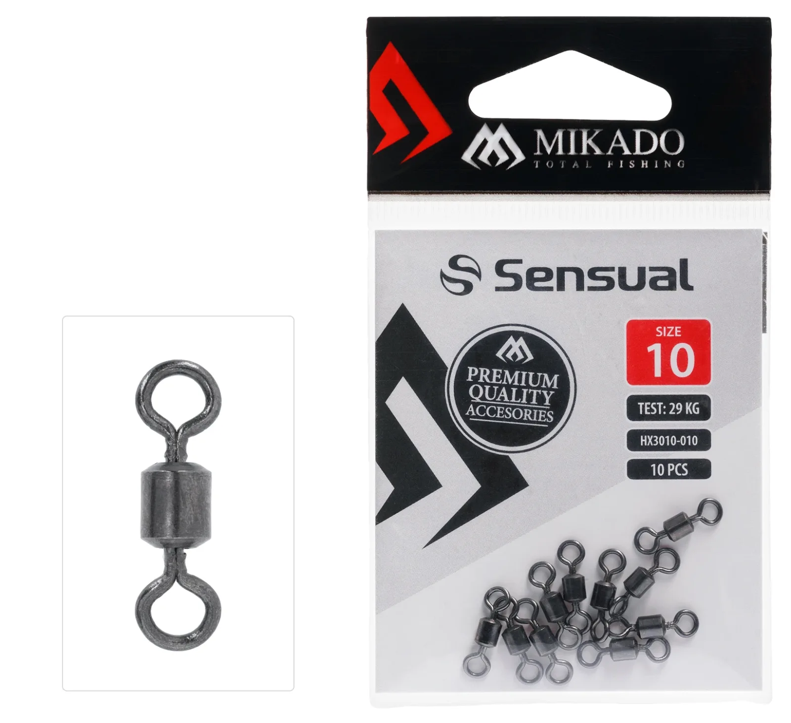 Mikado Obratlíky Roller Swivel Nosnost: 8kg, Počet kusů: 10, Velikost: #22
