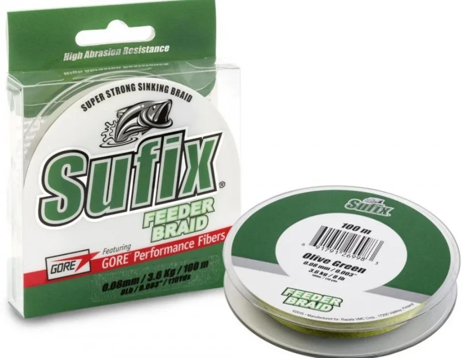 Sufix Pletená Šňůra FeederBraid Green 150m Nosnost: 2,7kg, Průměr: 0,06mm