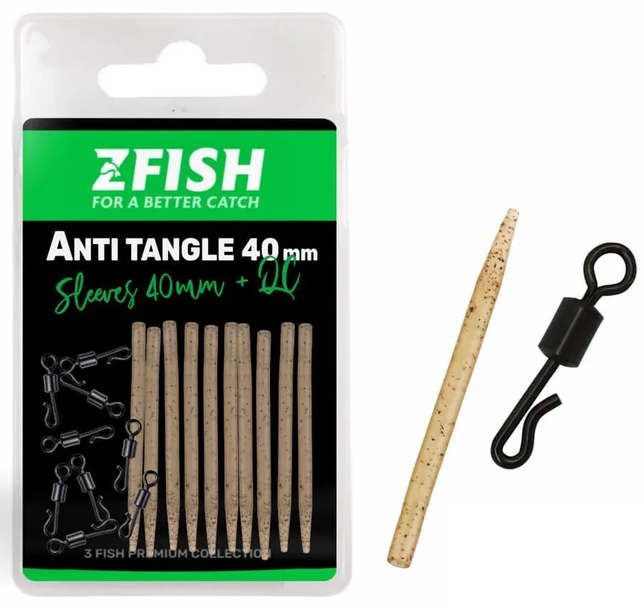 Zfish sada převleků anti tangle sleeves + obratlík qc vel 8 10 ks - 40 mm