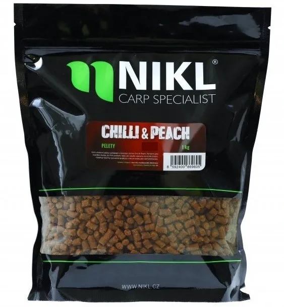 Nikl Pelety Chilli & Peach 1kg Varianta: S Dírkou, Hmotnost: 1kg, Průměr: 18mm