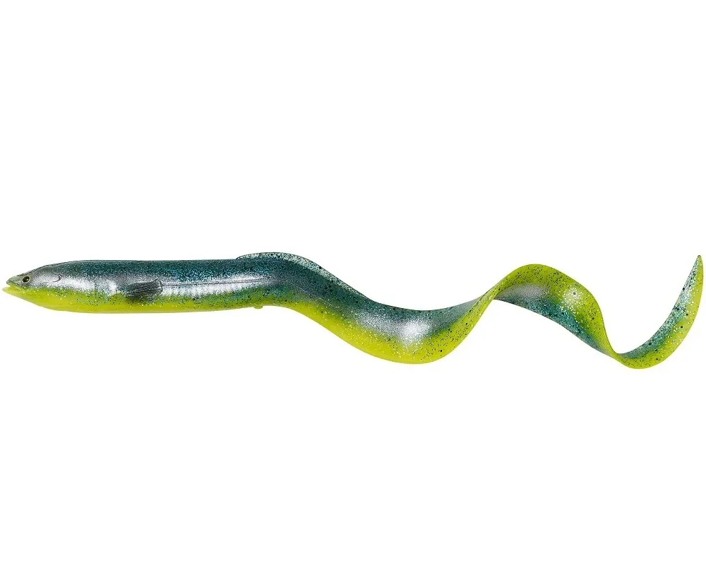 Savage Gear Gumová Nástraha 3D Real Eel Bulk Green Yellow Délka: 15cm, Hmotnost: 12g