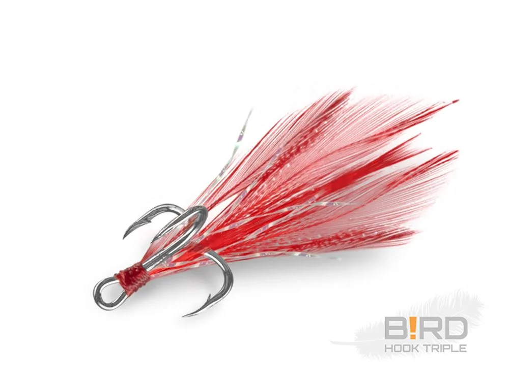 Delphin Trojháček B!RD Triple Hook 3ks - Červená vel.10