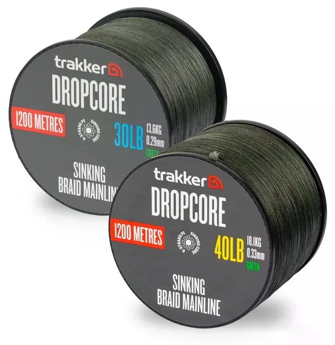 Trakker kmenová šňůra dropcore braid green 1200 m - 0,29 mm 30 lb