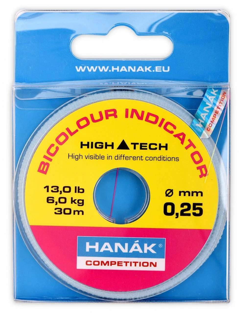Hanák Competition Hanák Vlasec Bicolour Indicator Line 30m Nosnost: 5,0kg, Průměr: 0,22mm