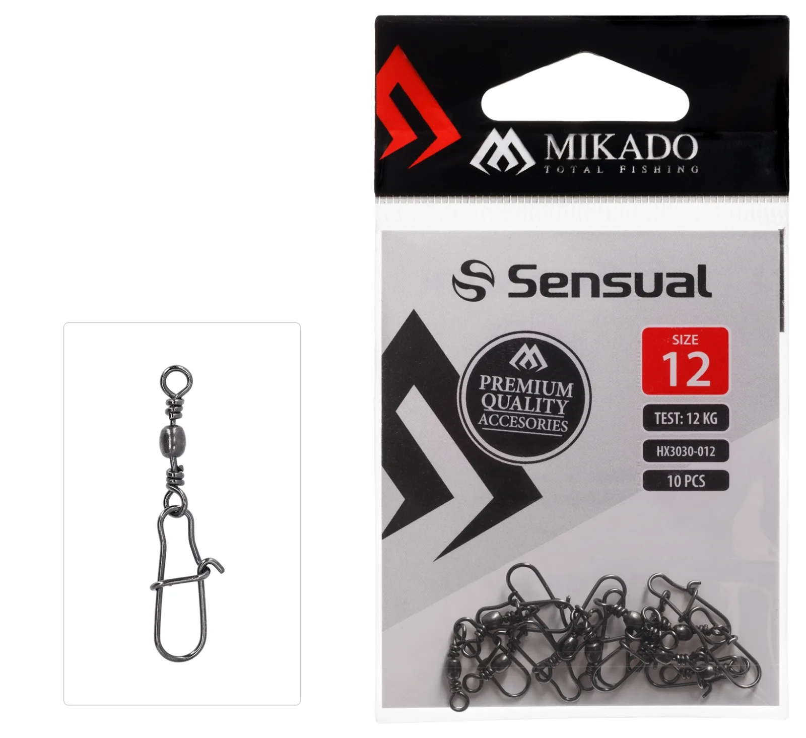 Mikado Obratlík s Karabinou Barrel Swivel With Fastlock Snap Nosnost: 24kg, Počet kusů: 5, Velikost: #1
