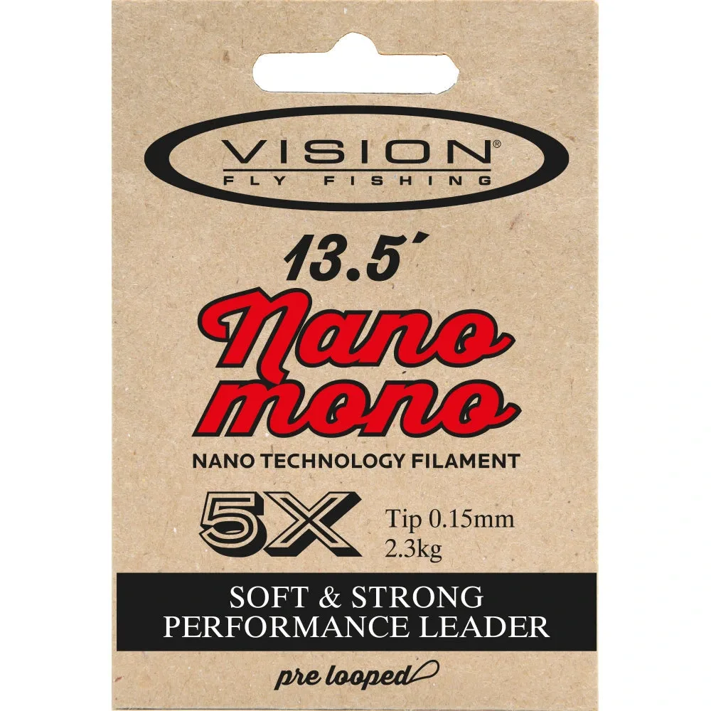 Vision Ujímaný Monofilní Návazec Nano Mono 13,5ft 411cm Hmotnost: 2,7kg / 6,0lb, Průměr: 0,17mm