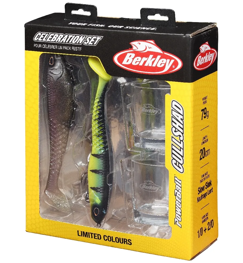Berkley dárkový set gumových nástrah a panáků powerbait celebration set cullshad shallow 20 cm 79 g limited edition