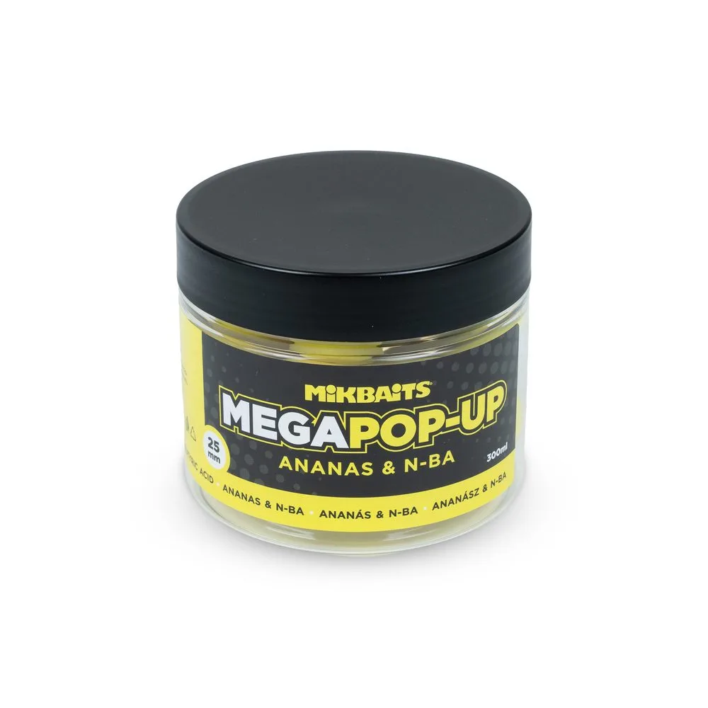 Mikbaits Plovoucí boilies Mega fluo pop-up 300ml - Ananas N-BA