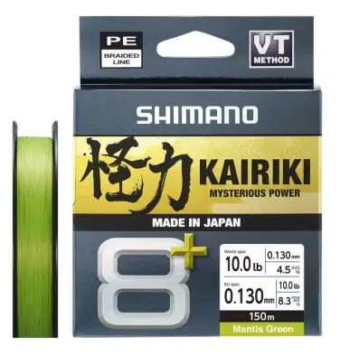 Shimano splétaná šňůra line kairiki 8+ mantis green 300 m - 0,13 mm 8,3 kg