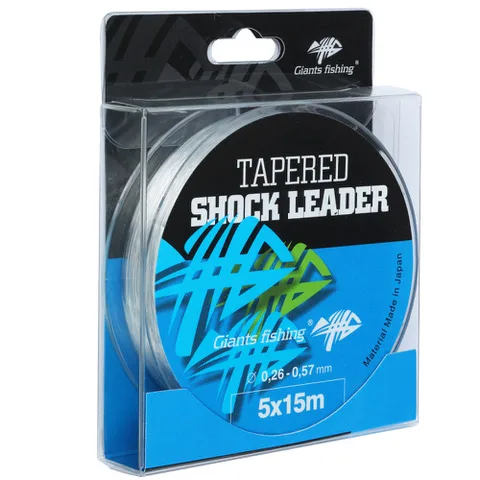 Giants fishing ujímaný šokový vlasec tapered shock leader 5 x 15 m / 0,35 - 0,65 mm