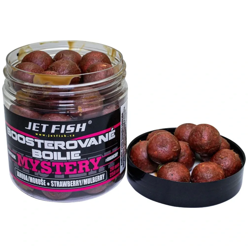 Jet Fish Boosterované Boilie Mystery Jahoda Moruše 250ml Průměr: 24mm, Objem: 250ml
